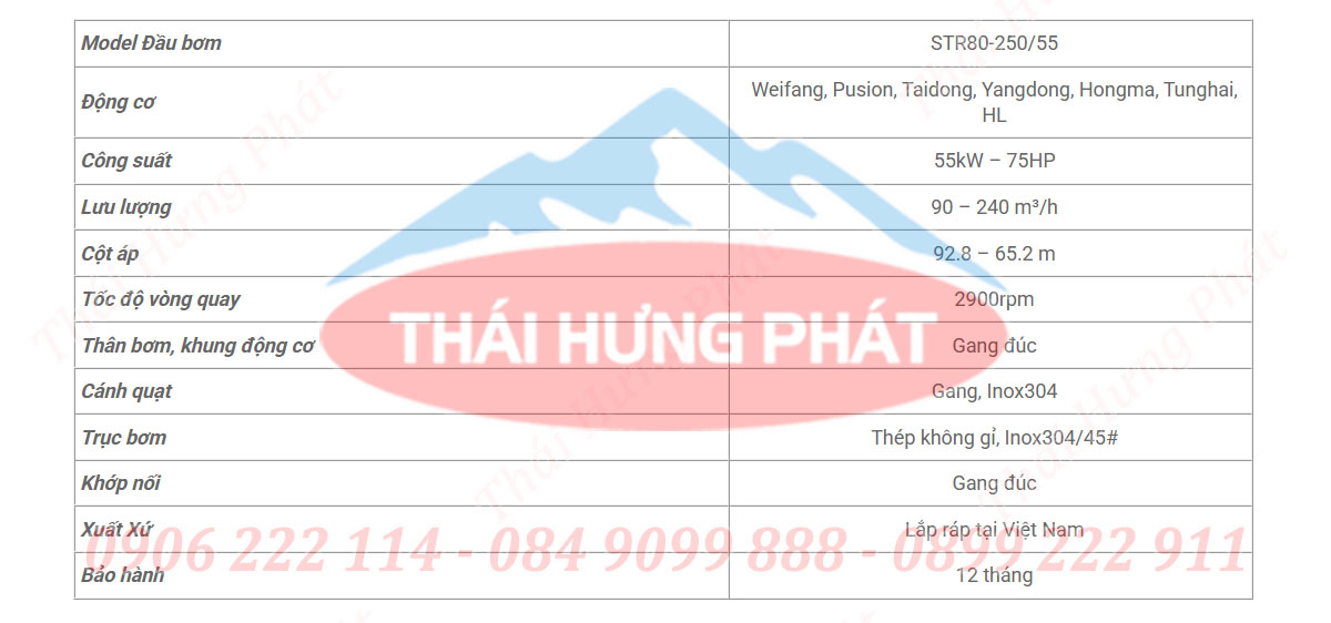 Bơm diesel cứu hỏa trục rời Stella STR80-250/55 55kW (75HP) Bơm diesel cứu hỏa trục rời Stella STR80-250/55 55kW (75HP)