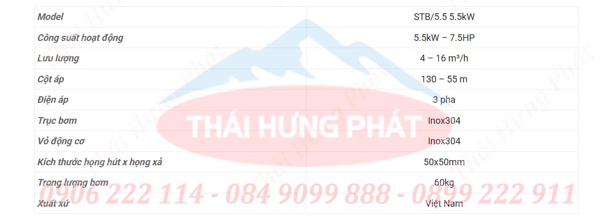 Bơm nước trục đứng Stella STB/5.5 5,5kW (7.5HP)