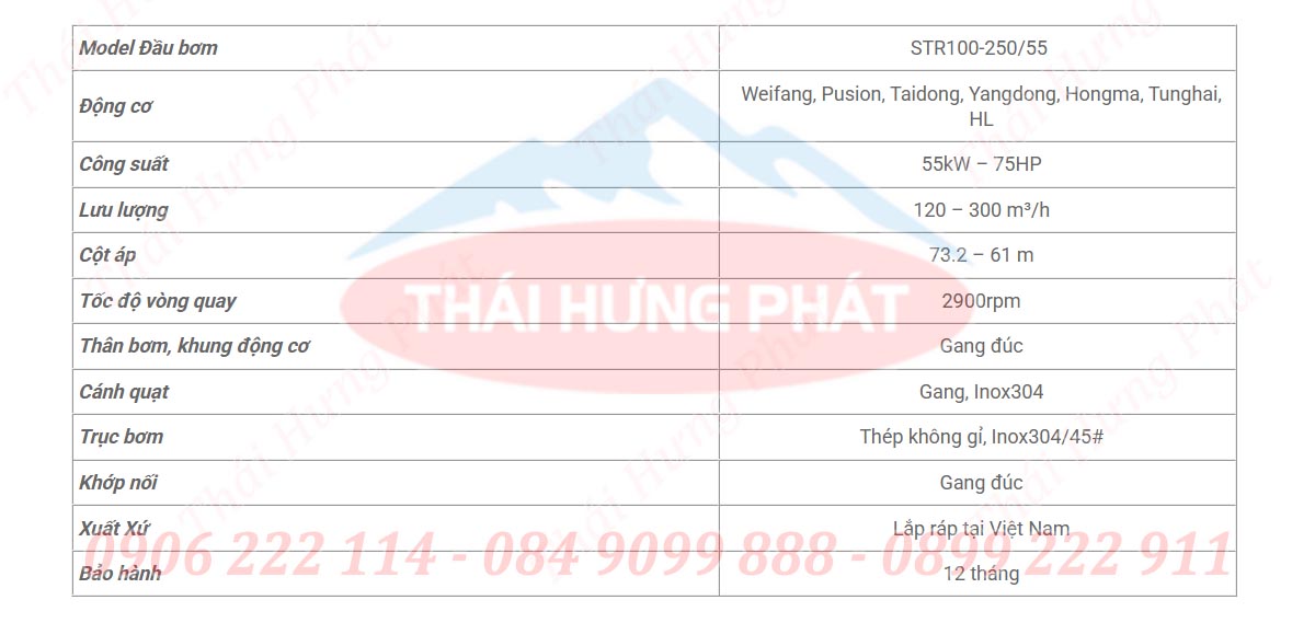 Bơm chữa cháy động cơ diesel Stella STR100-250/55 55kW