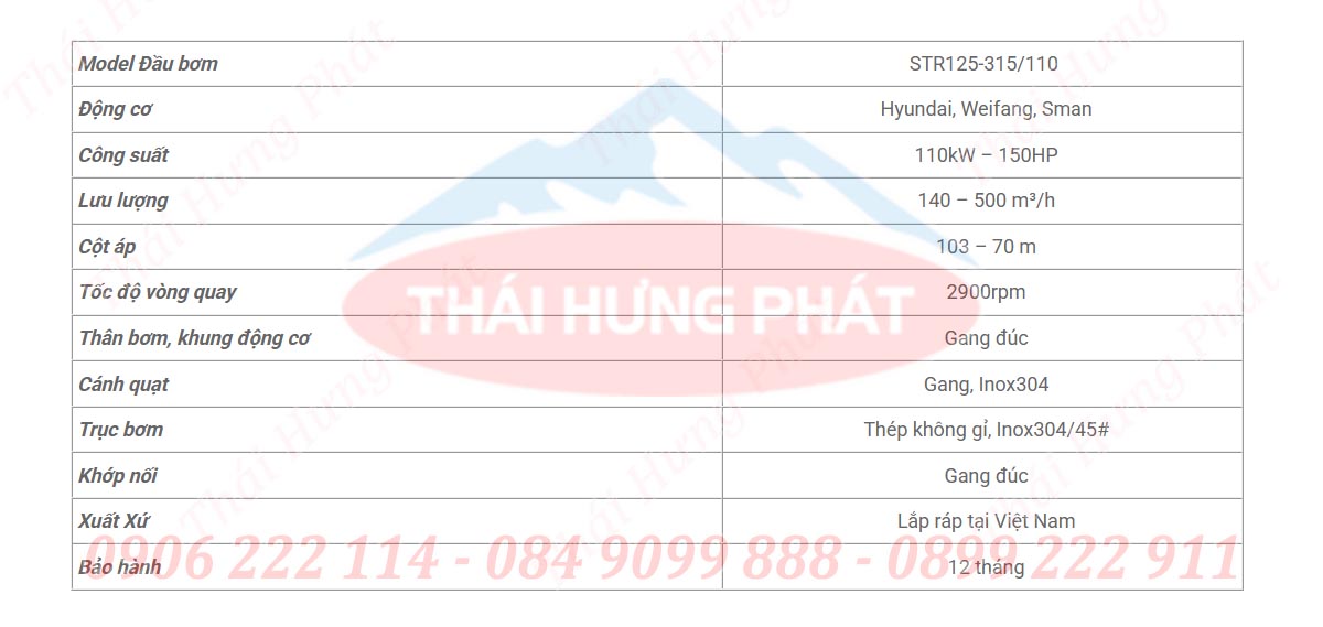 Máy bơm dầu diesel Stella STR125-315/110 150HP