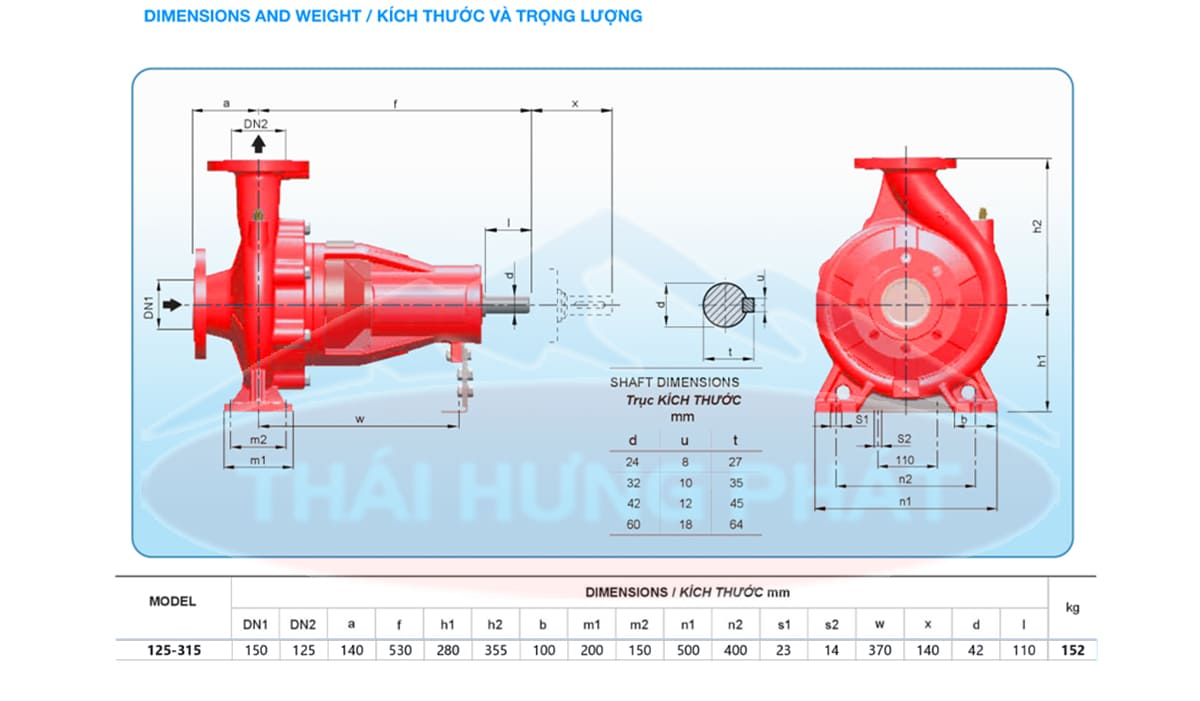 Máy bơm công nghiệp Stella trục rời STR125-315/110 110kW