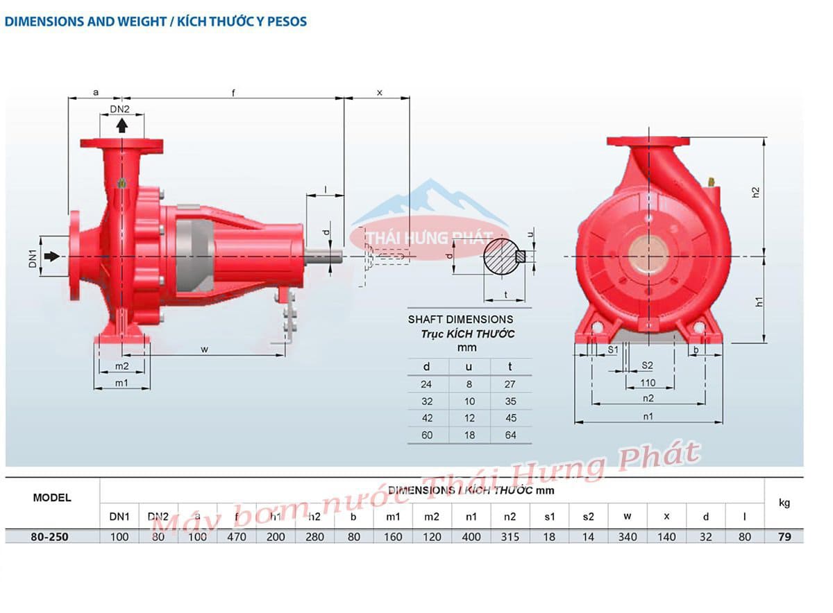 Máy bơm công nghiệp Stella trục rời STR80-250/45 45kW