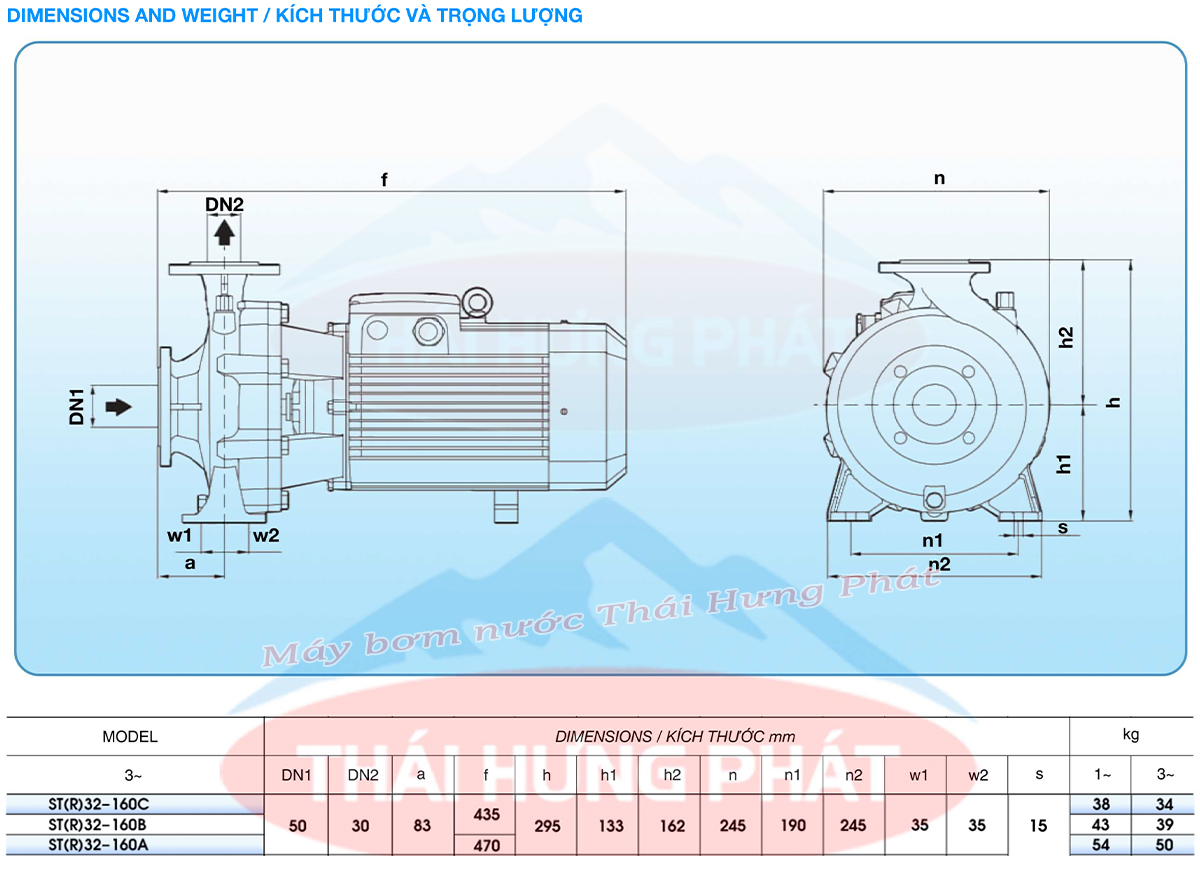 Máy bơm công nghiệp Stella ST32-160C 1.5kW