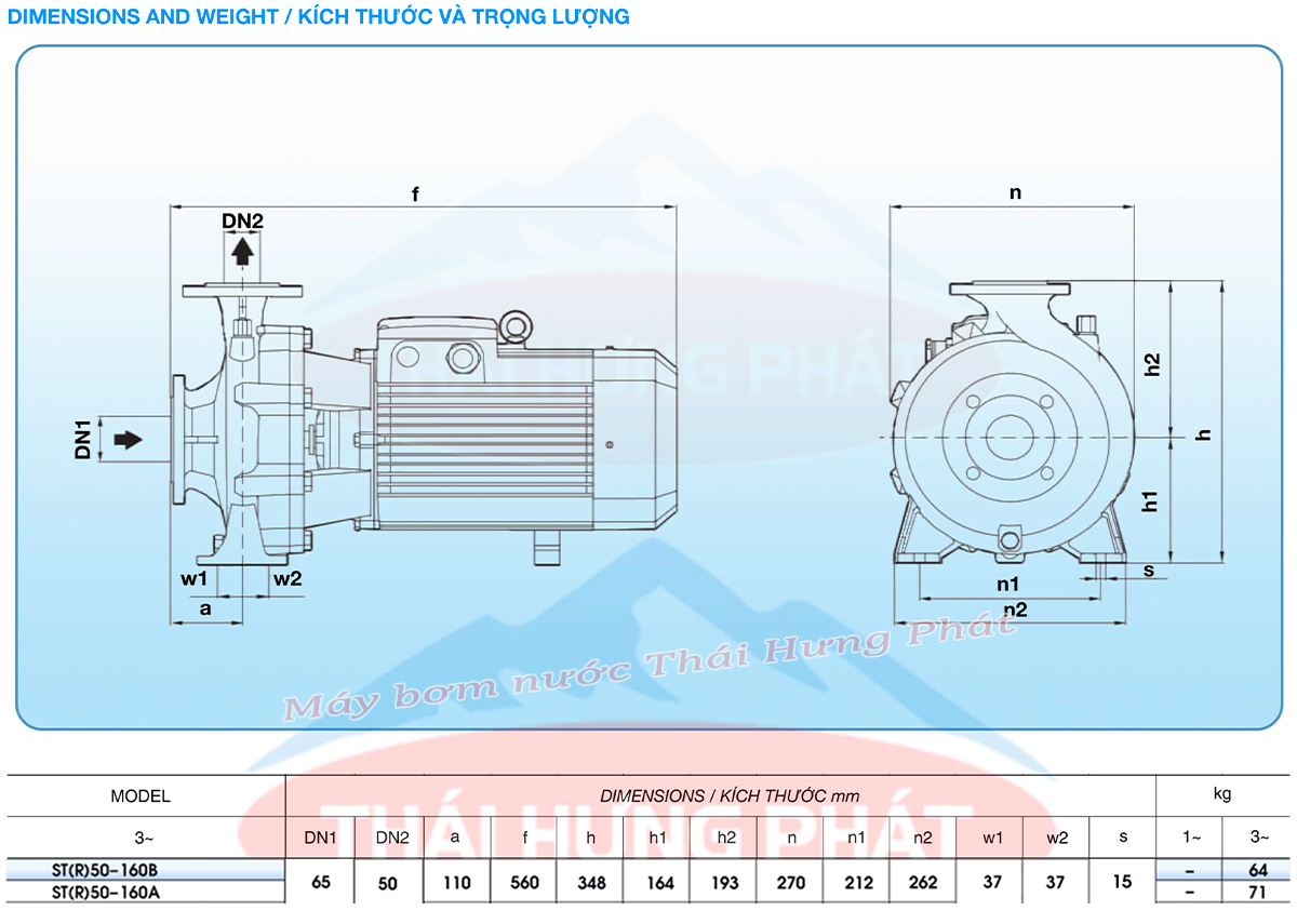 Máy bơm công nghiệp Stella ST50-160B 5.5kW