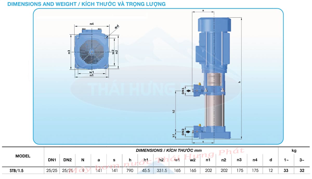 Máy bơm trục đứng Stella STB/1.5 1,5kW