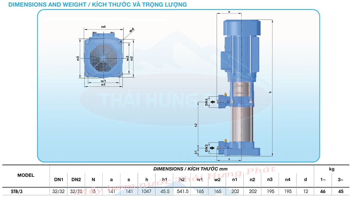 Máy bơm trục đứng Stella STB/3 3kW