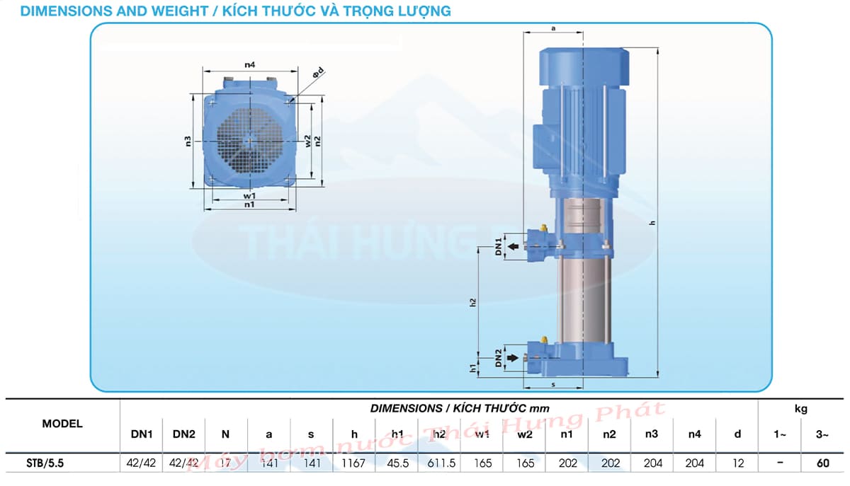 Máy bơm trục đứng Stella STB/5.5 5,5kW