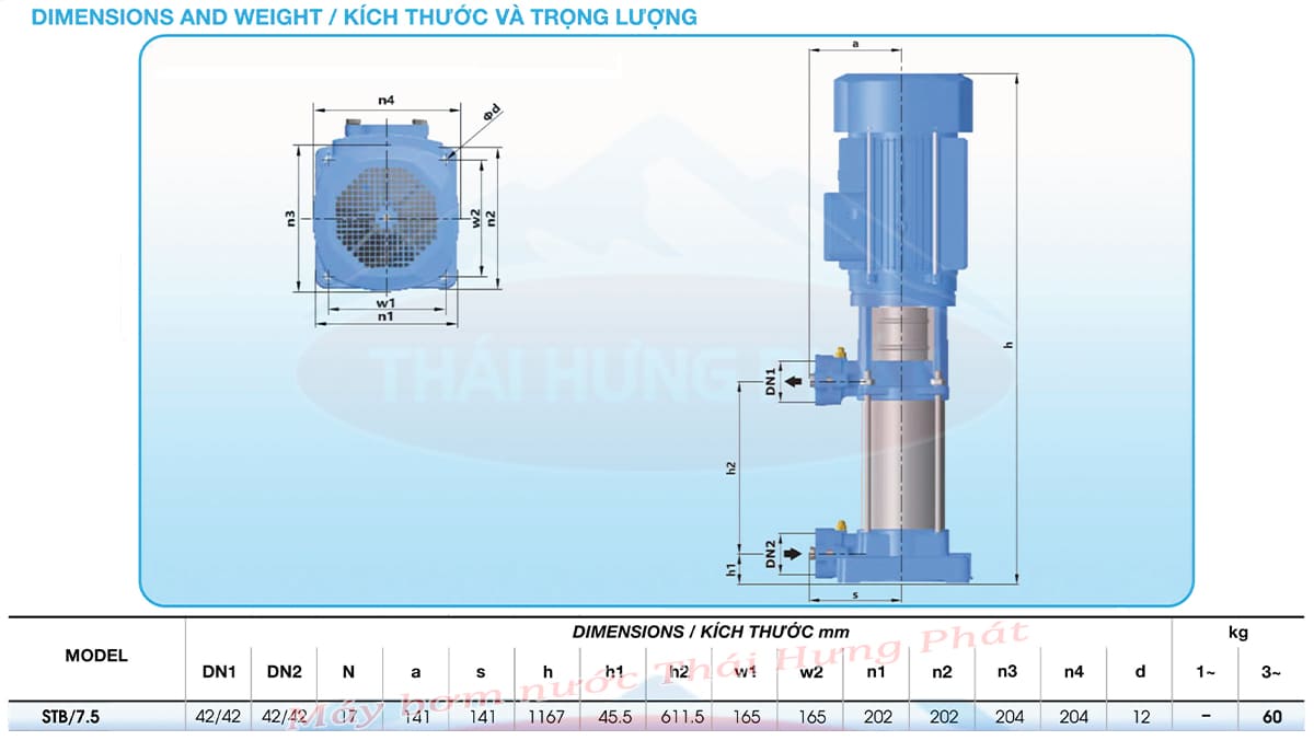 Máy bơm trục đứng Stella STB/7.5 7,5kW