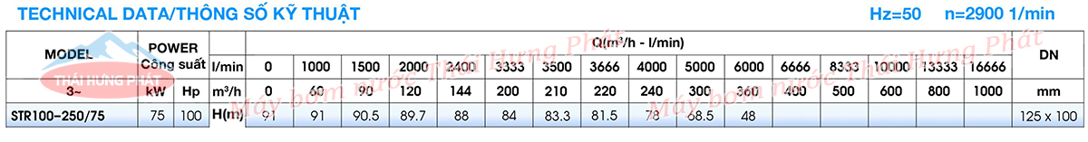 Máy bơm công nghiệp Stella trục rời STR100-250/75 75kW