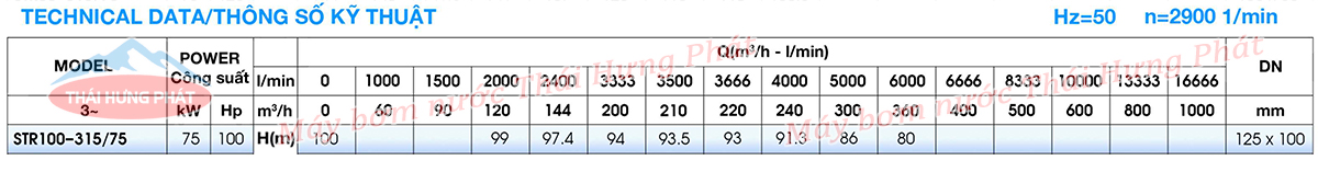 Máy bơm công nghiệp Stella trục rời STR100-315/75 75kW