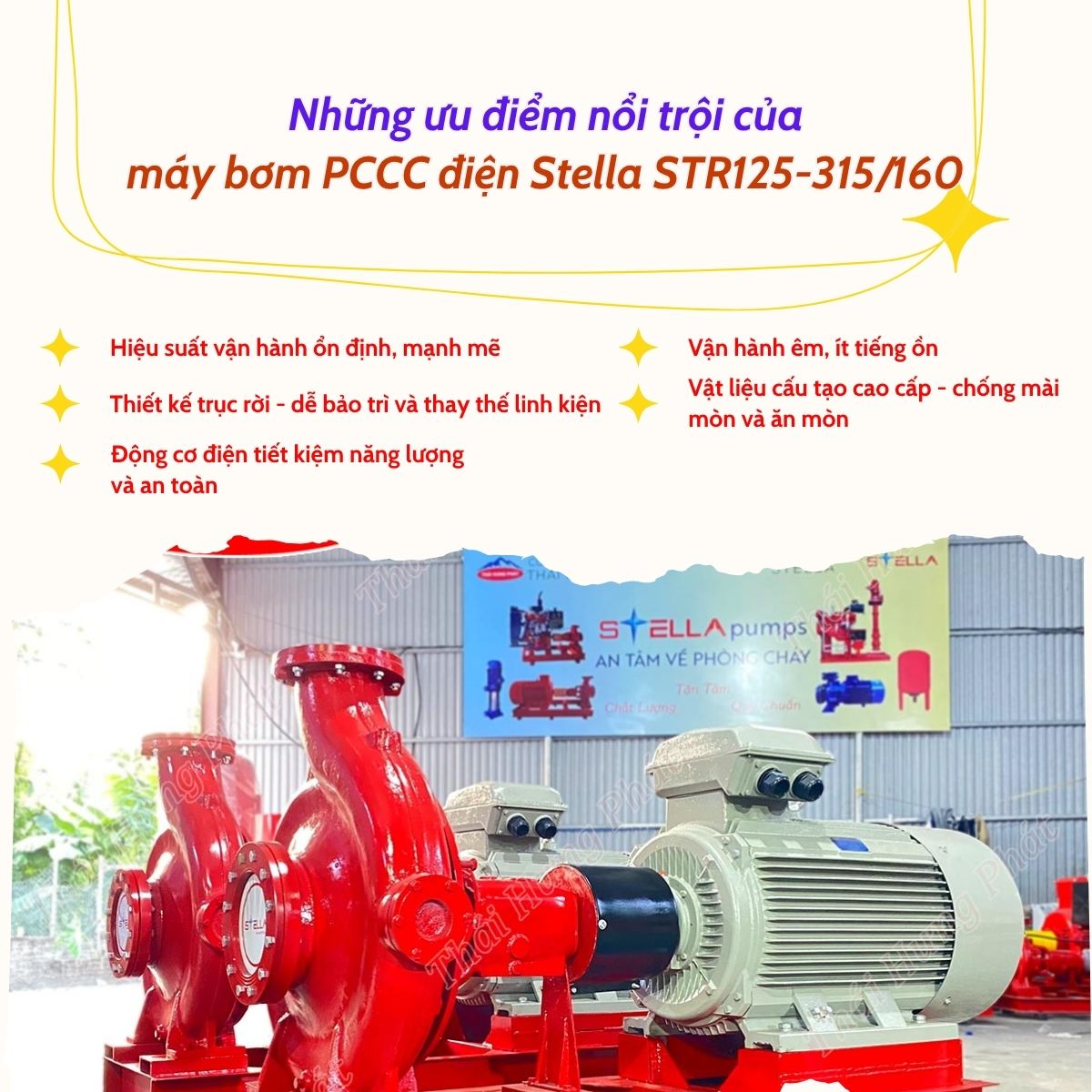 Ưu điểm nổi bật của máy bơm chữa cháy điện Stella STR125-315160 160kW
