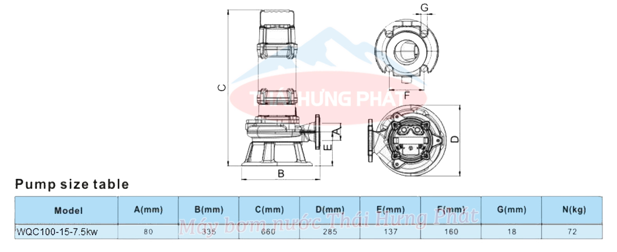 Máy bơm chìm nước thải Stella 100WQC100-15-7.5 10HP