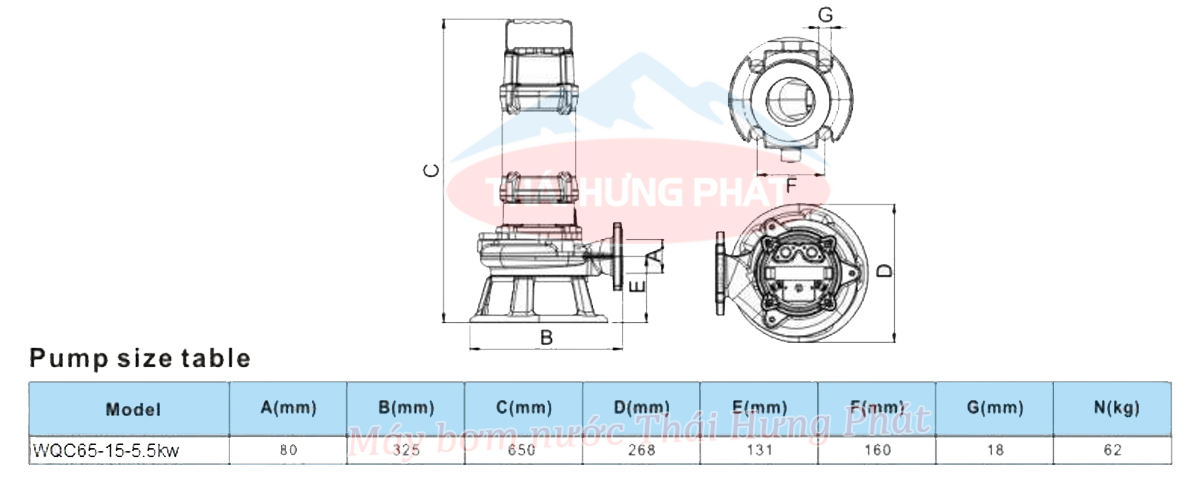 Máy bơm chìm nước thải Stella 100WQC65-15-5.5 7.5HP