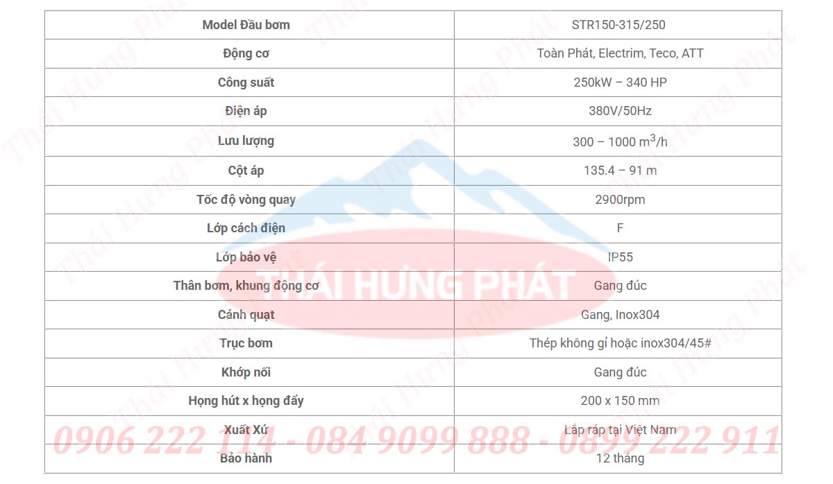 Máy bơm điện công nghiệp Stella STR150-315/250 250kW