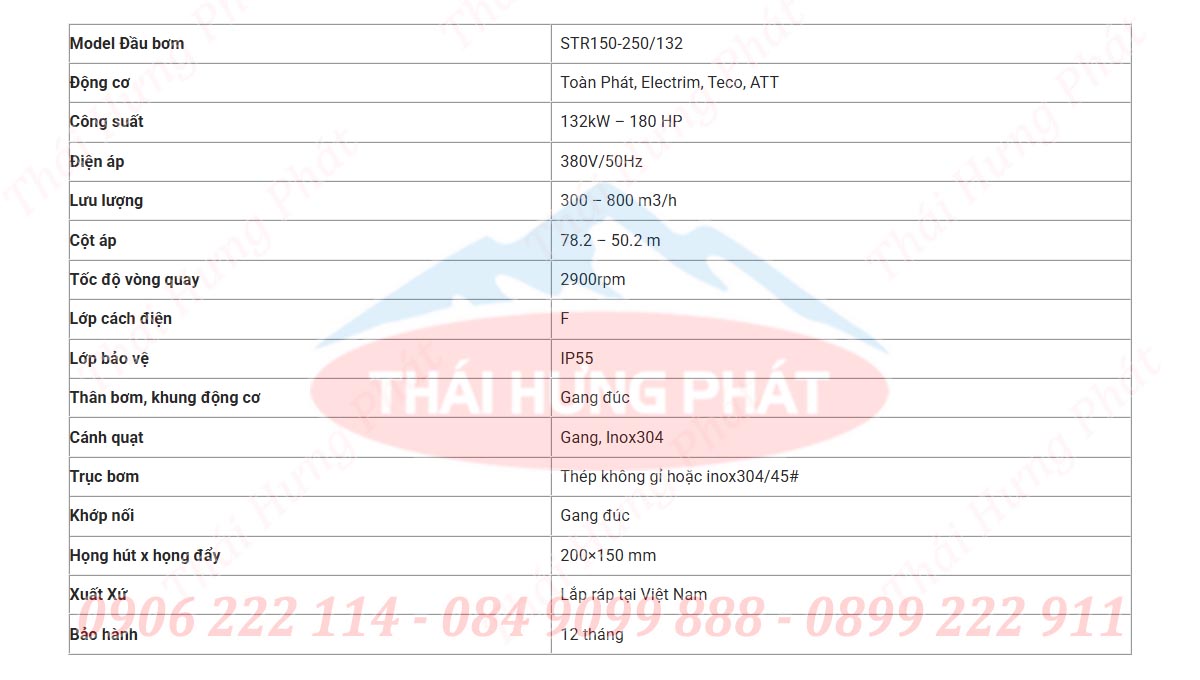 Bơm nước công nghiệp trục rời Stella STR150-250/132 132kW