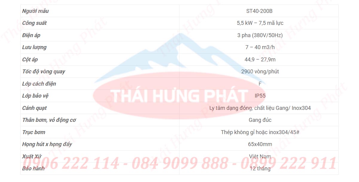 Máy bơm điện cứu hỏa Stella ST40-200B 5.5kW