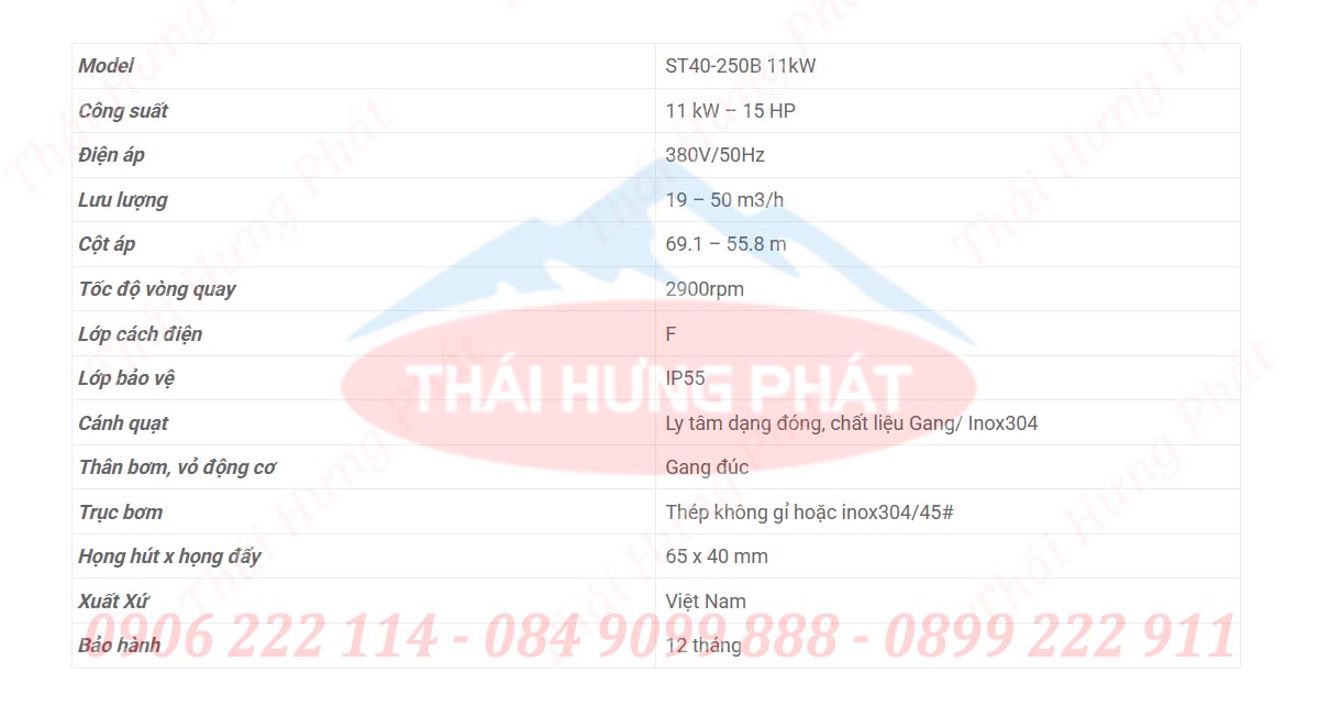 Bơm điện chữa cháy 11kW Stella ST40-250B Bơm điện chữa cháy 11kW Stella ST40-250B
