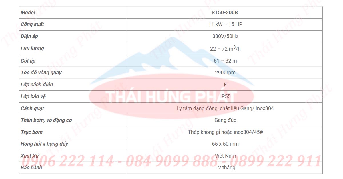 Bơm cứu hỏa động cơ điện Stella ST50-200B 11kW (15HP) Bơm cứu hỏa động cơ điện Stella ST50-200B 11kW (15HP)