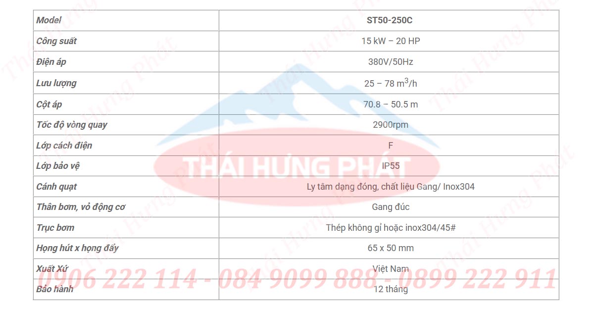 Bơm PCCC điện 15kW Stella ST50-250C Bơm PCCC điện 15kW Stella ST50-250C