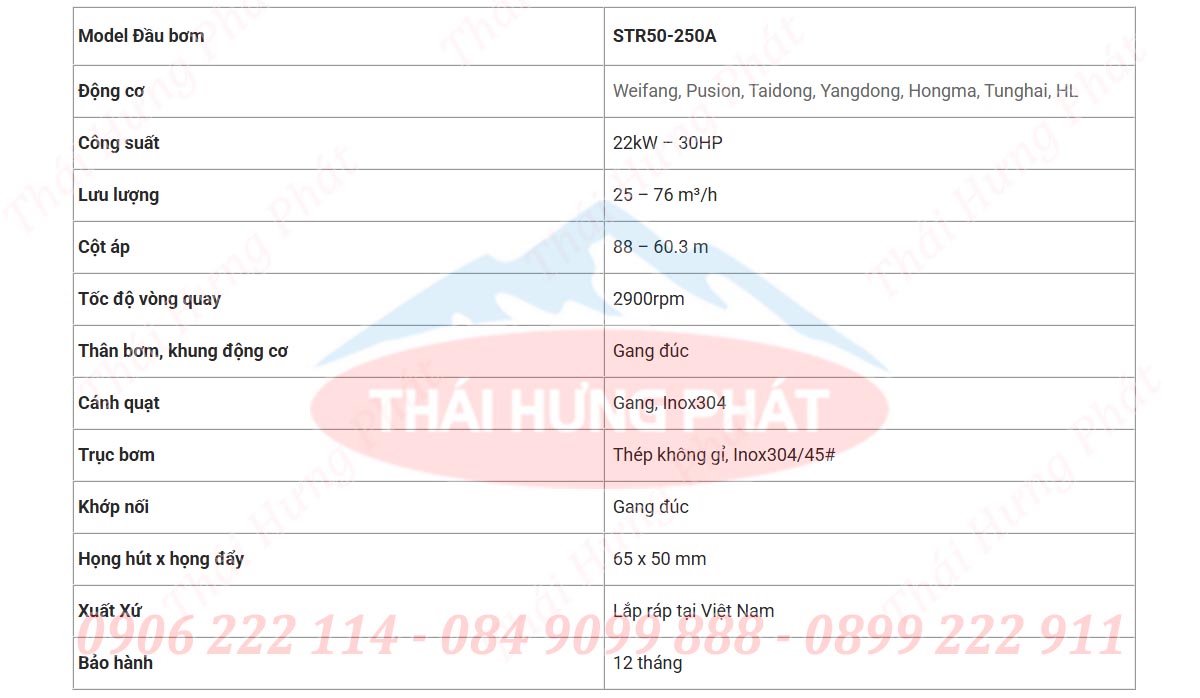 Bơm diesel chữa cháy Stella STR50-250A 22kW
