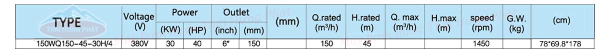 Máy bơm nước thải Stella 150WQ150-45-30H/4 30kW