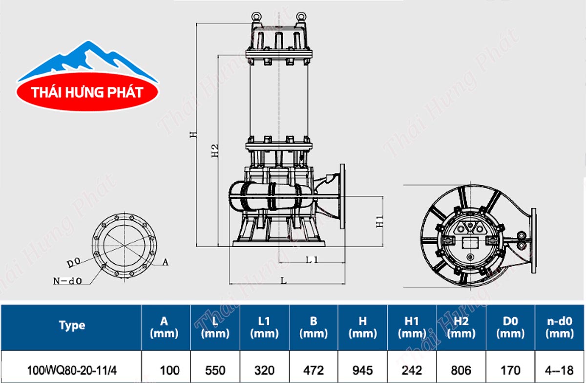 Máy bơm nước thải Stella 100WQ80-20-11/4 11kW