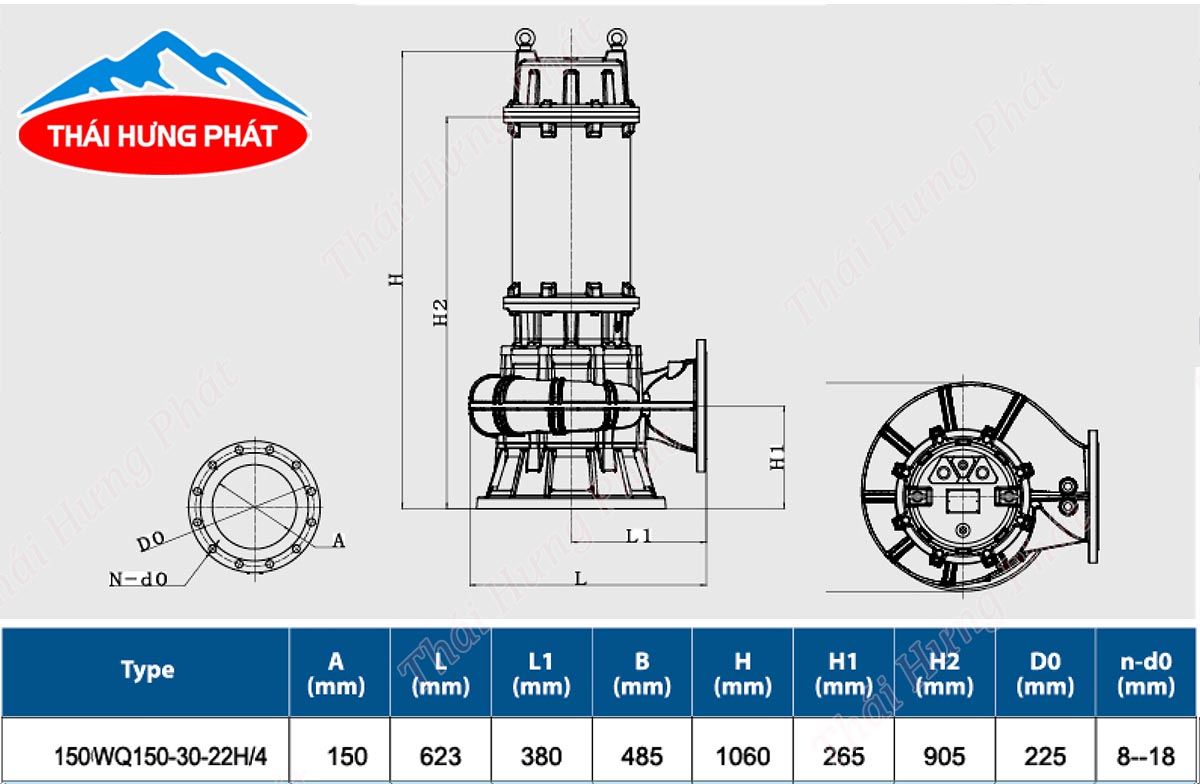 Máy bơm nước thải Stella 150WQ150-30-22H/4 22kW