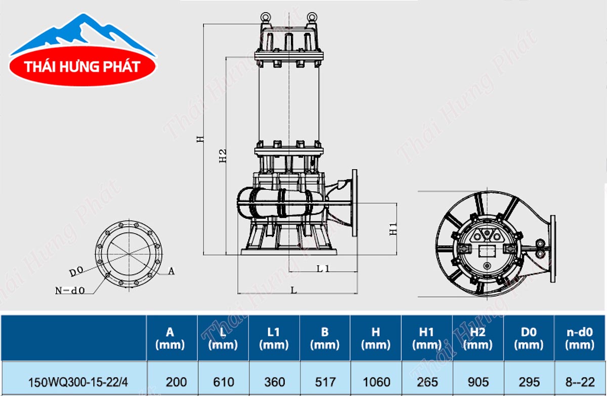 Máy bơm nước thải Stella 150WQ300-15-22/4 22kW