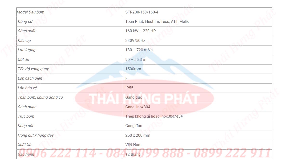 Máy bơm chữa cháy Stella điện trục rời STR200-150/160-4 160kW Máy bơm chữa cháy Stella điện trục rời STR200-150/160-4 160kW